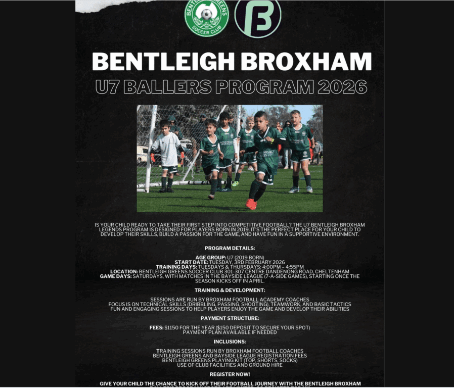 BENTLEIGH BROXHAM U7 BallersProgram 2026